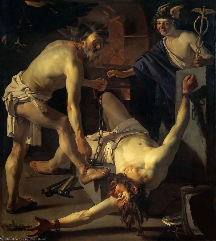 verborgene Wahrheit Teil 3 31 Dirck van baburen prometheus being chained by vulcan klein min