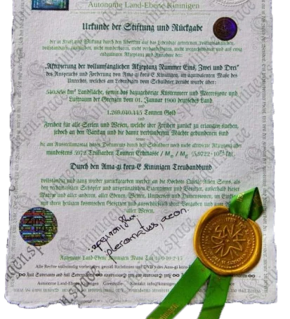 Bekanntgabe Akzeptanz Stiftungsurkunde