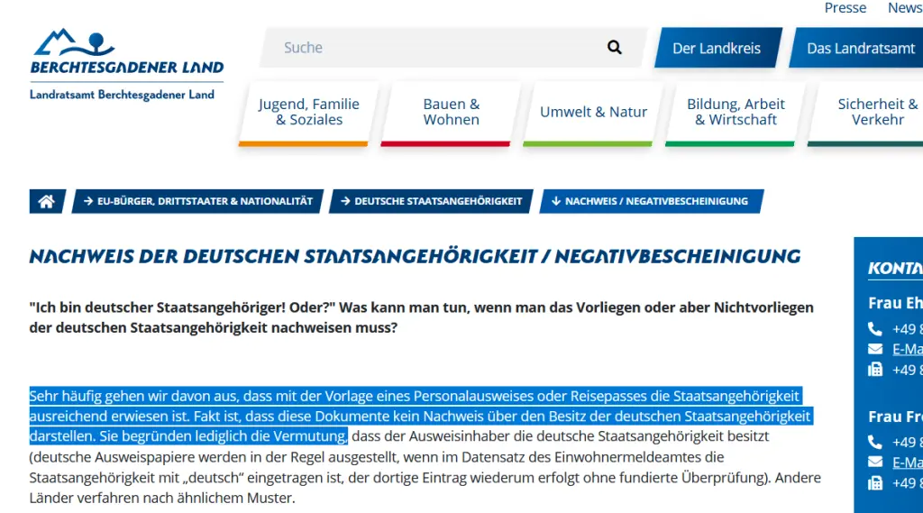 nachweis deutsche staatsburgerschaft