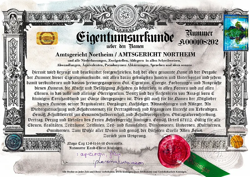 Namenseigentum-BRD 11 Kininigen Urkunde Sicherung Organisation Amtsgericht Northeim