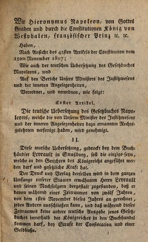 Napoleons Gesetzbuch Einleitung